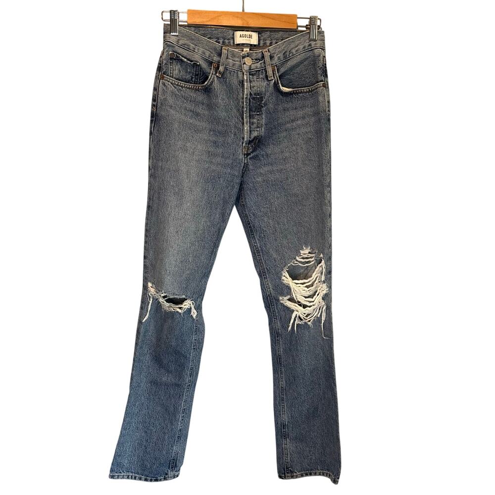 Agolde Lana Relaxed Straight Jeans with Busted Knees - size 24